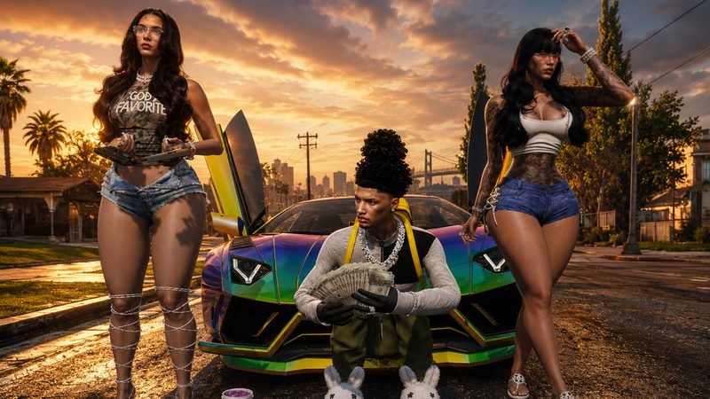 The crew at a golden-hour car meet — NOFRONTIN CHIRAQ RP